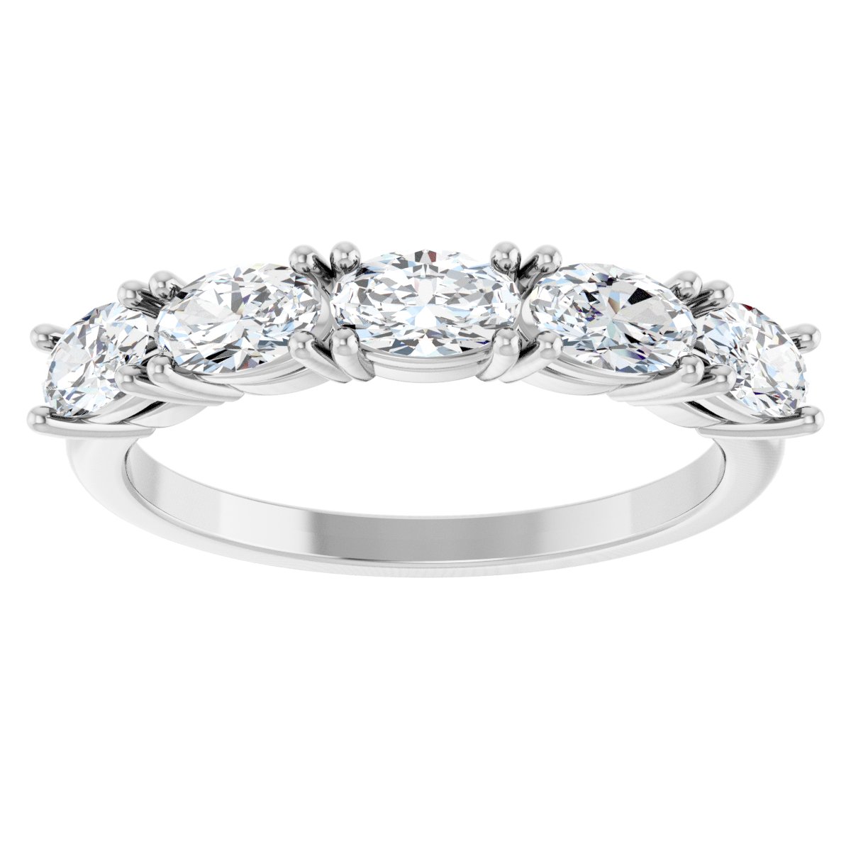 9/10 Ctw Oval Lab-Grown Diamond Anniversary Band - White Gold - Lab Grown Diamond