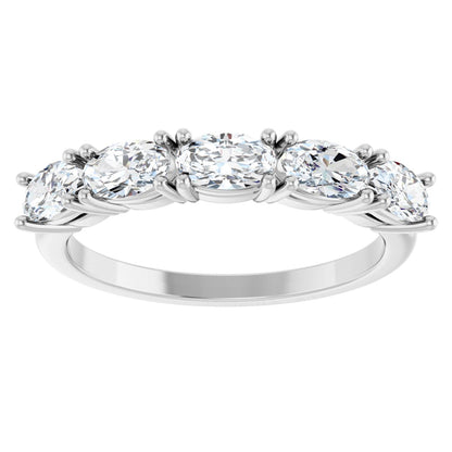 9/10 Ctw Oval Lab-Grown Diamond Anniversary Band - White Gold - Lab Grown Diamond