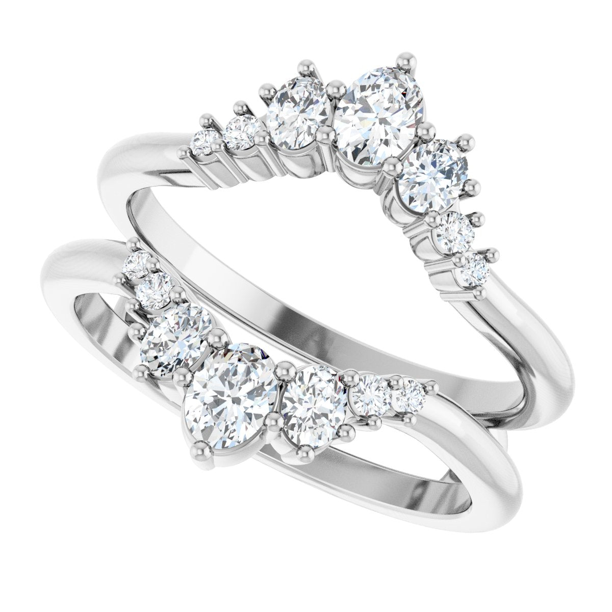5/8 Ctw Oval Lab-Grown Diamond Ring Guard - White Gold - Lab Grown Diamond