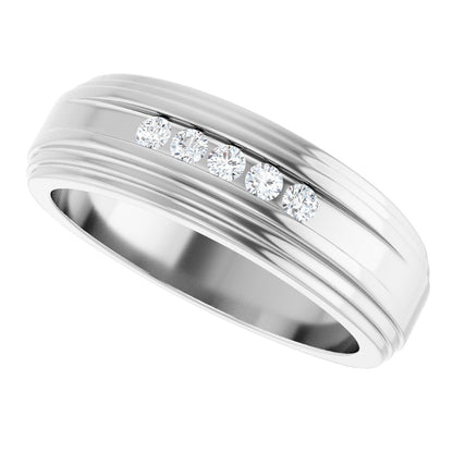 1/6 Ctw Lab-Grown Diamond 5-Stone Wedding Band - White Gold - Lab Grown Diamond