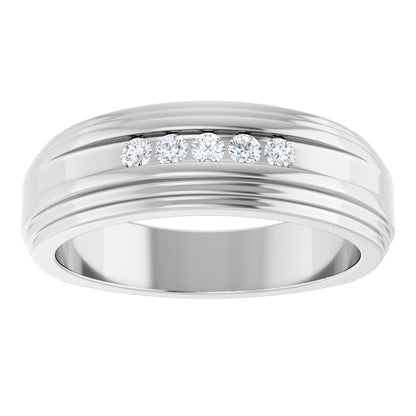 1/6 Ctw Lab-Grown Diamond 5-Stone Wedding Band - White Gold - Lab Grown Diamond
