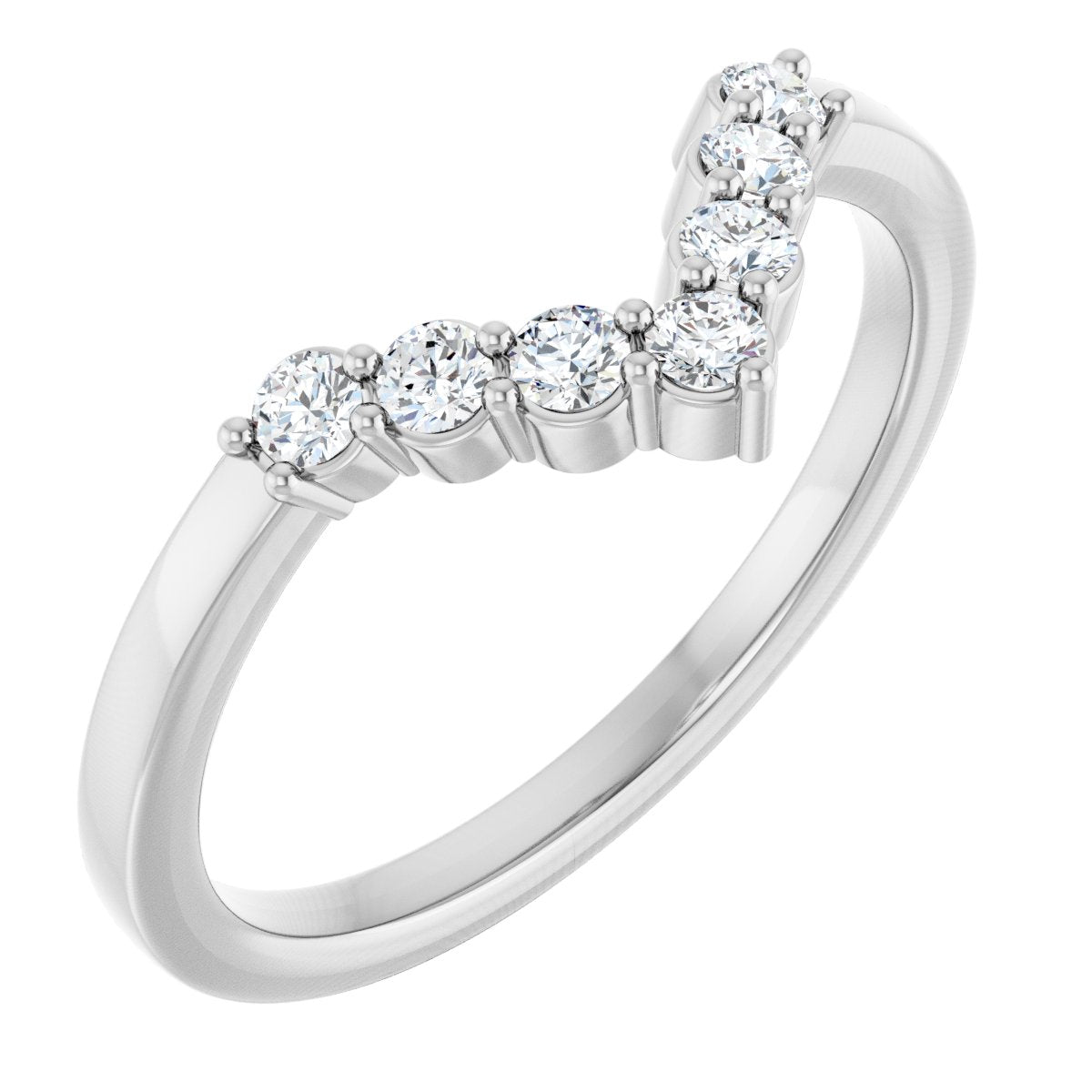 1/6 Ctw Lab-Grown Diamond Contour Band - White Gold - Lab Grown Diamond