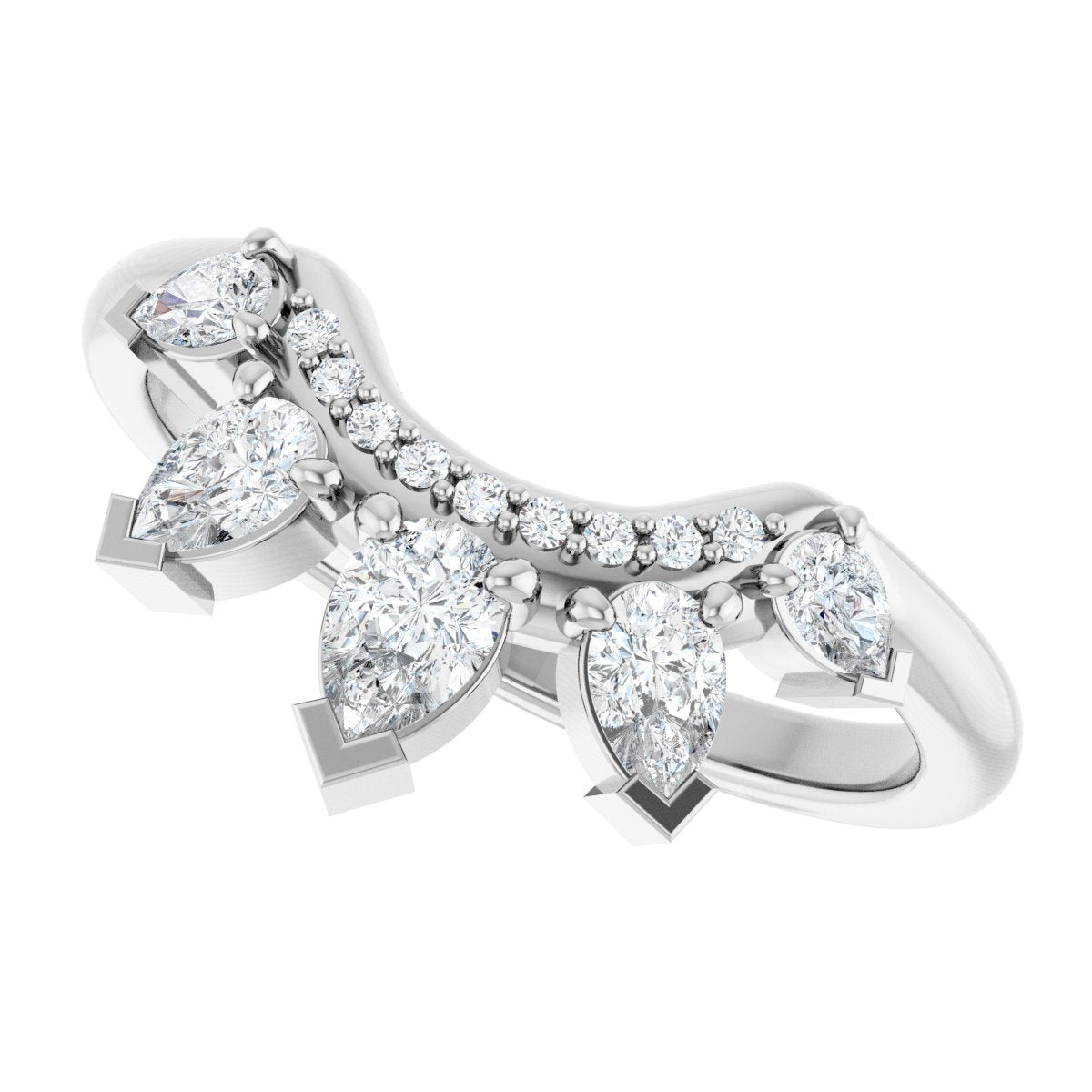 1/2 Ctw Pear Lab-Grown Diamond Contour Band - White Gold - Lab Grown Diamond