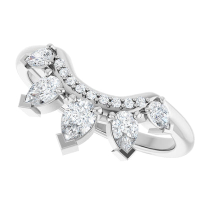 1/2 Ctw Pear Lab-Grown Diamond Contour Band - White Gold - Lab Grown Diamond
