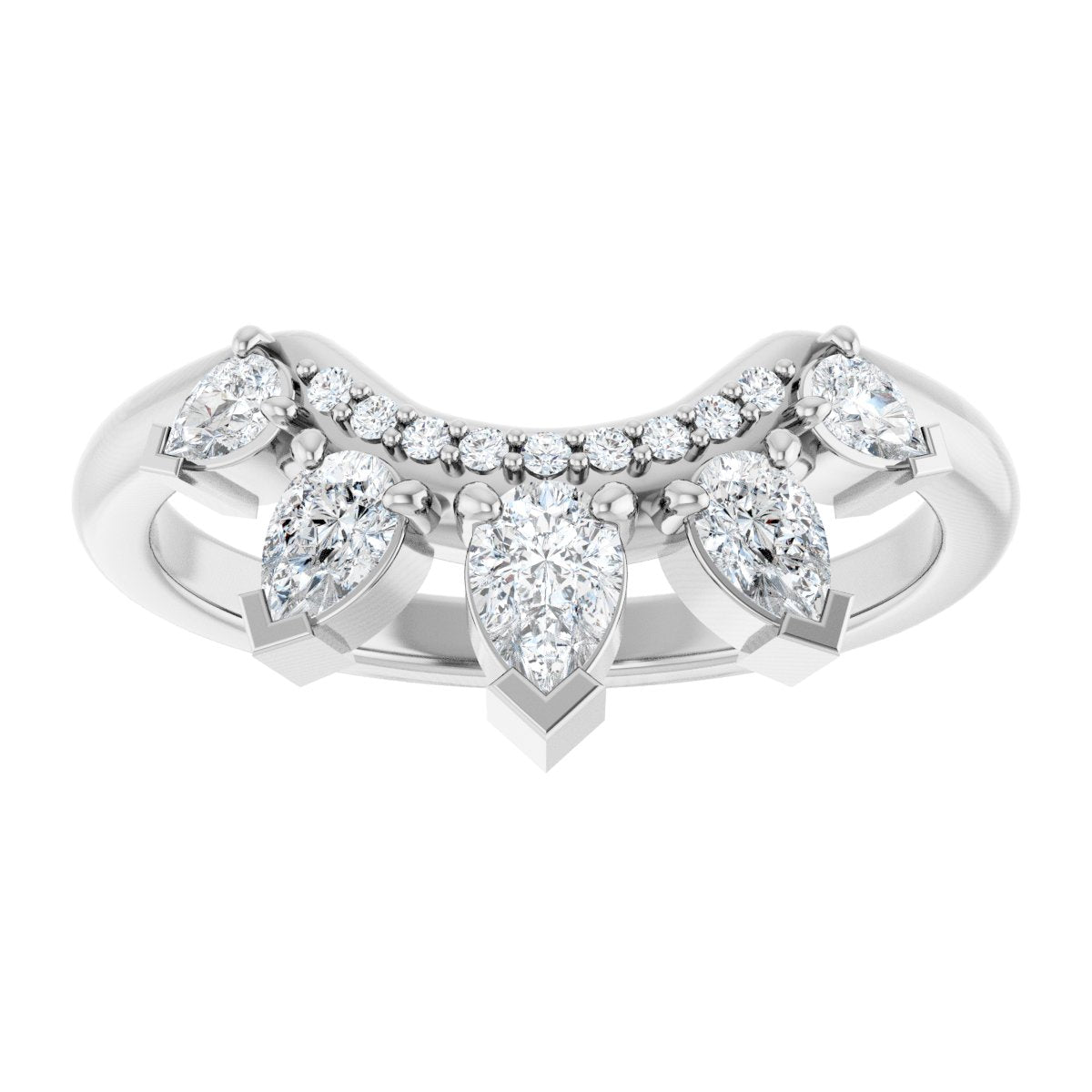 1/2 Ctw Pear Lab-Grown Diamond Contour Band - White Gold - Lab Grown Diamond