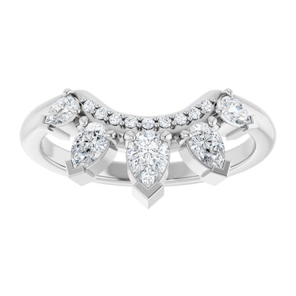 1/2 Ctw Pear Lab-Grown Diamond Contour Band - White Gold - Lab Grown Diamond