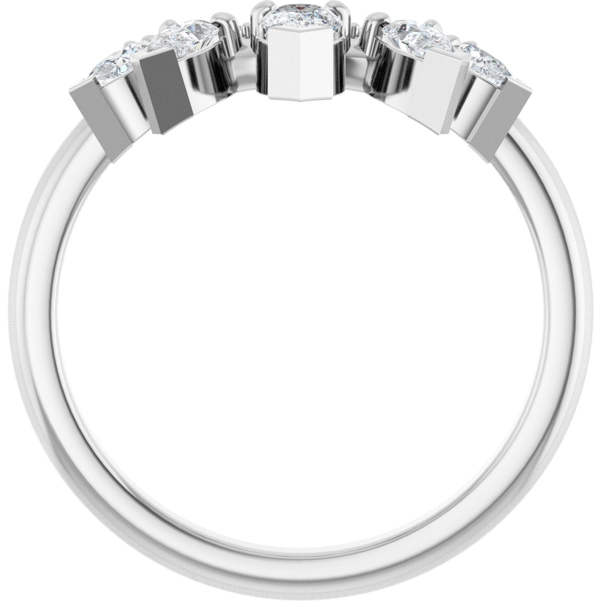 1/2 Ctw Pear Lab-Grown Diamond Contour Band - White Gold - Lab Grown Diamond