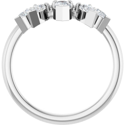 1/2 Ctw Pear Lab-Grown Diamond Contour Band - White Gold - Lab Grown Diamond