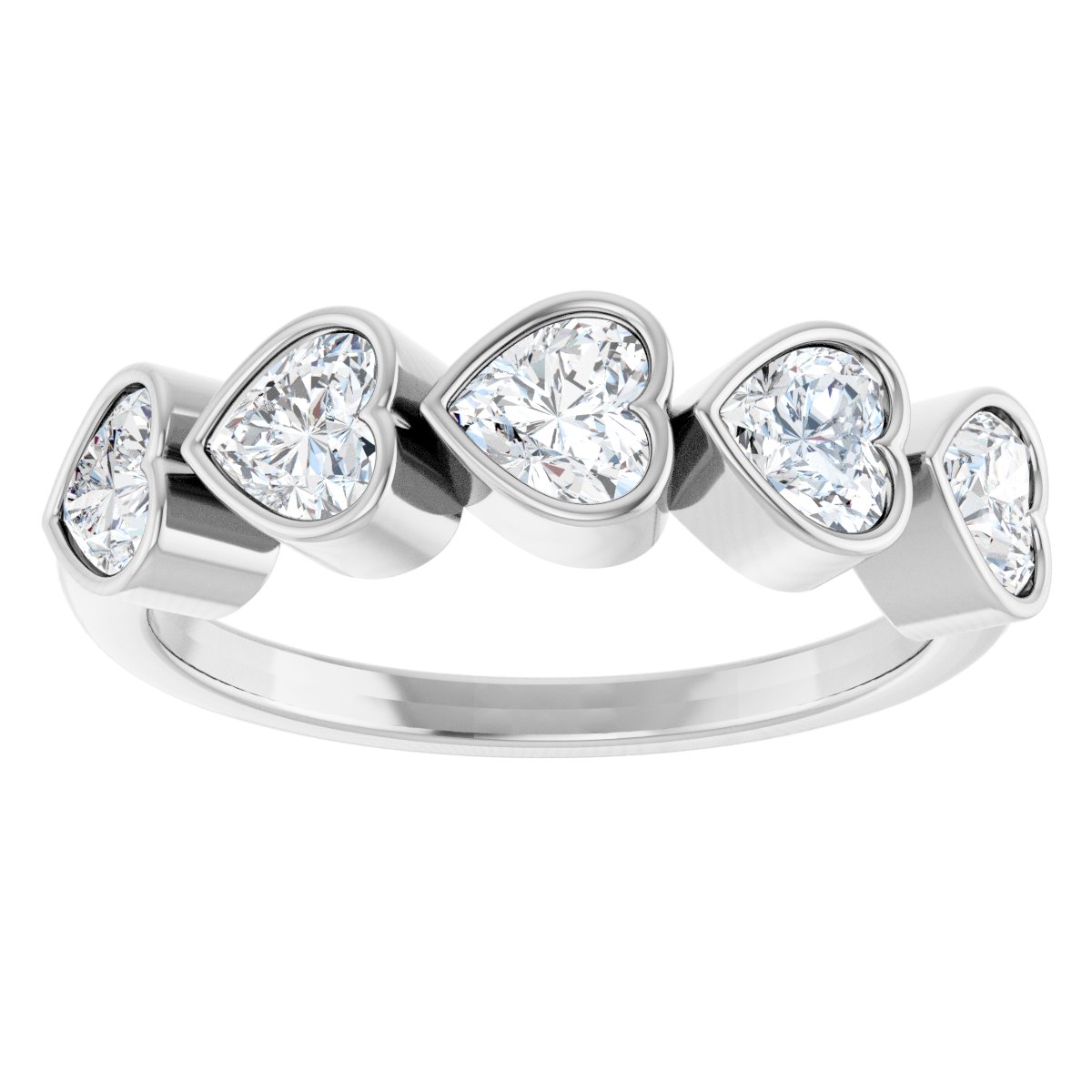 1 1/8 Ctw Heart Lab-Grown Diamond Anniversary Band - White Gold - Lab Grown Diamond