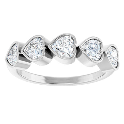 1 1/8 Ctw Heart Lab-Grown Diamond Anniversary Band - White Gold - Lab Grown Diamond