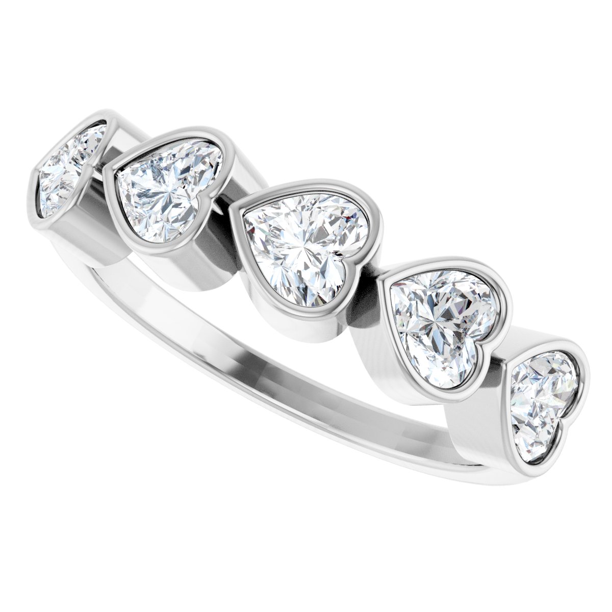 1 1/8 Ctw Heart Lab-Grown Diamond Anniversary Band - White Gold - Lab Grown Diamond