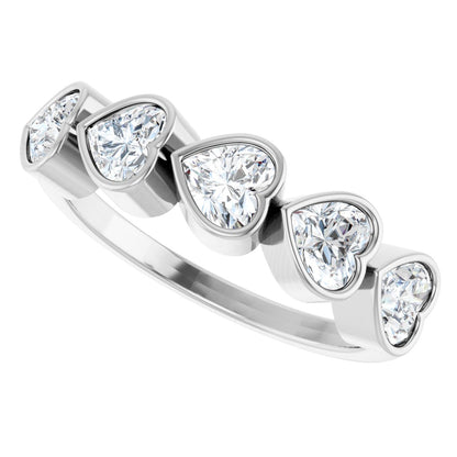 1 1/8 Ctw Heart Lab-Grown Diamond Anniversary Band - White Gold - Lab Grown Diamond
