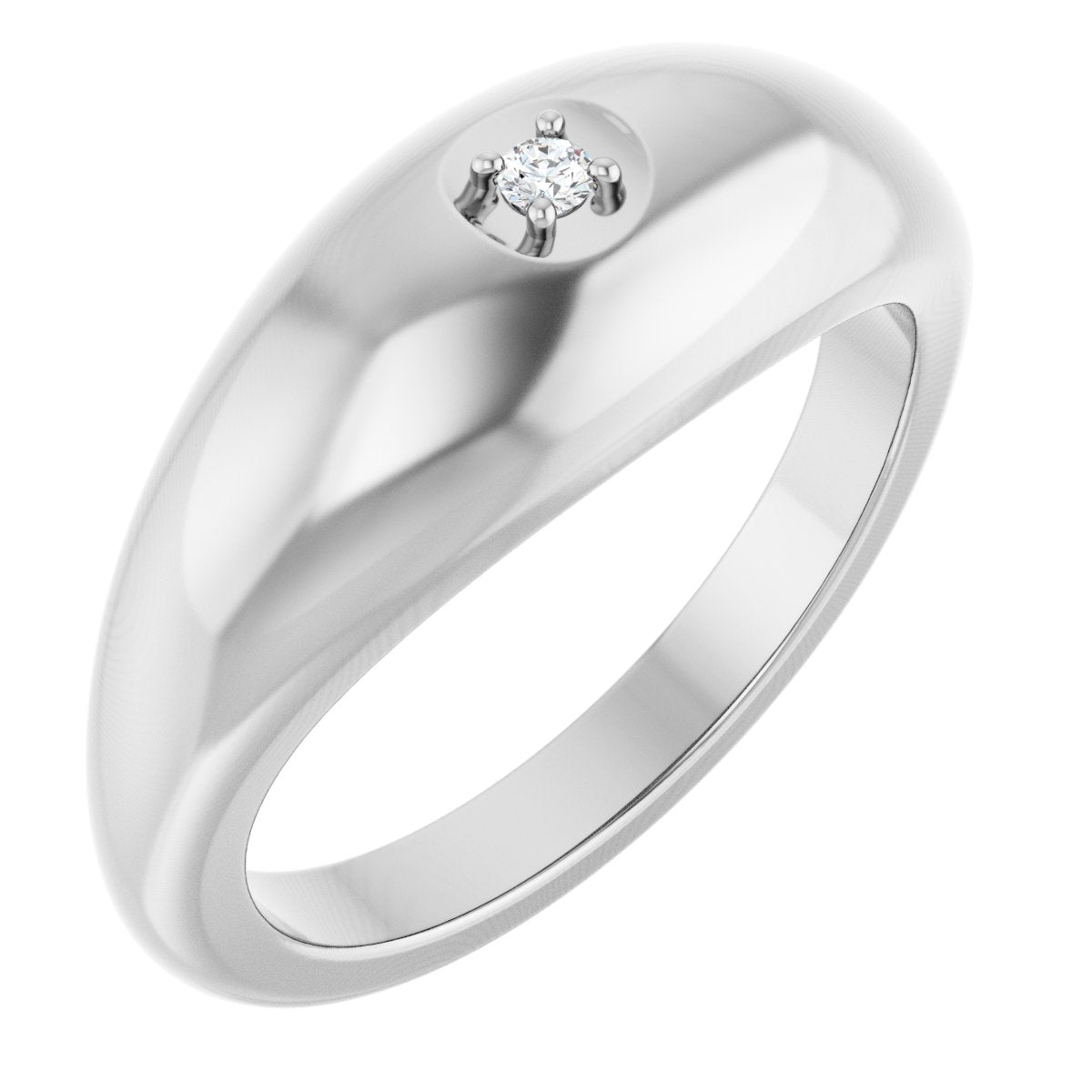 .03 Ct  Lab-Grown  Diamond Solitaire Band - White Gold - Lab Grown Diamond