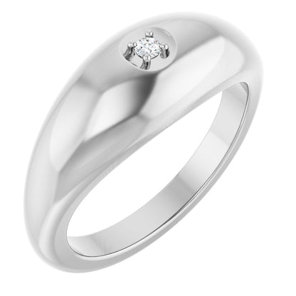 .03 Ct  Lab-Grown  Diamond Solitaire Band - White Gold - Lab Grown Diamond