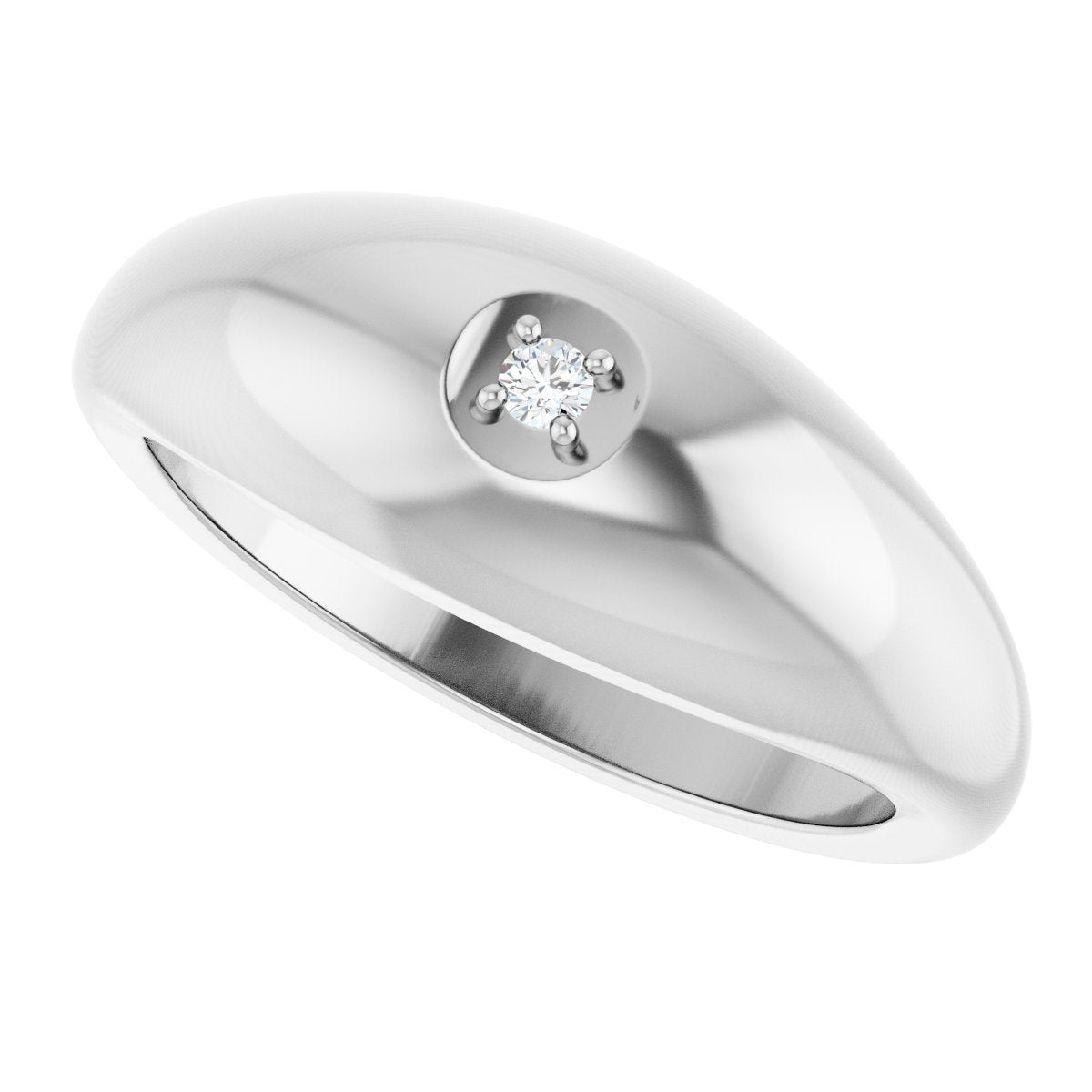 .03 Ct  Lab-Grown  Diamond Solitaire Band - White Gold - Lab Grown Diamond