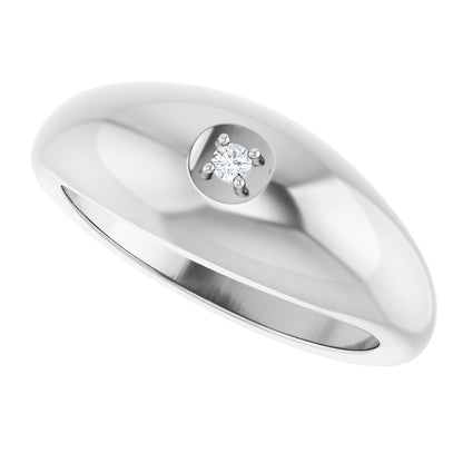 .03 Ct  Lab-Grown  Diamond Solitaire Band - White Gold - Lab Grown Diamond