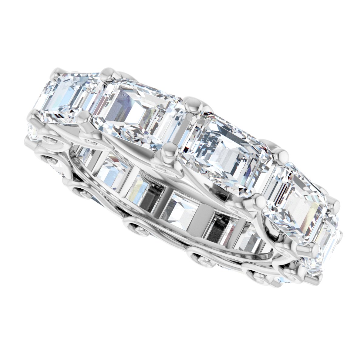 7 1/2 Ctw Emerald Lab-Grown Diamond Eternity Band - White Gold - Lab Grown Diamond