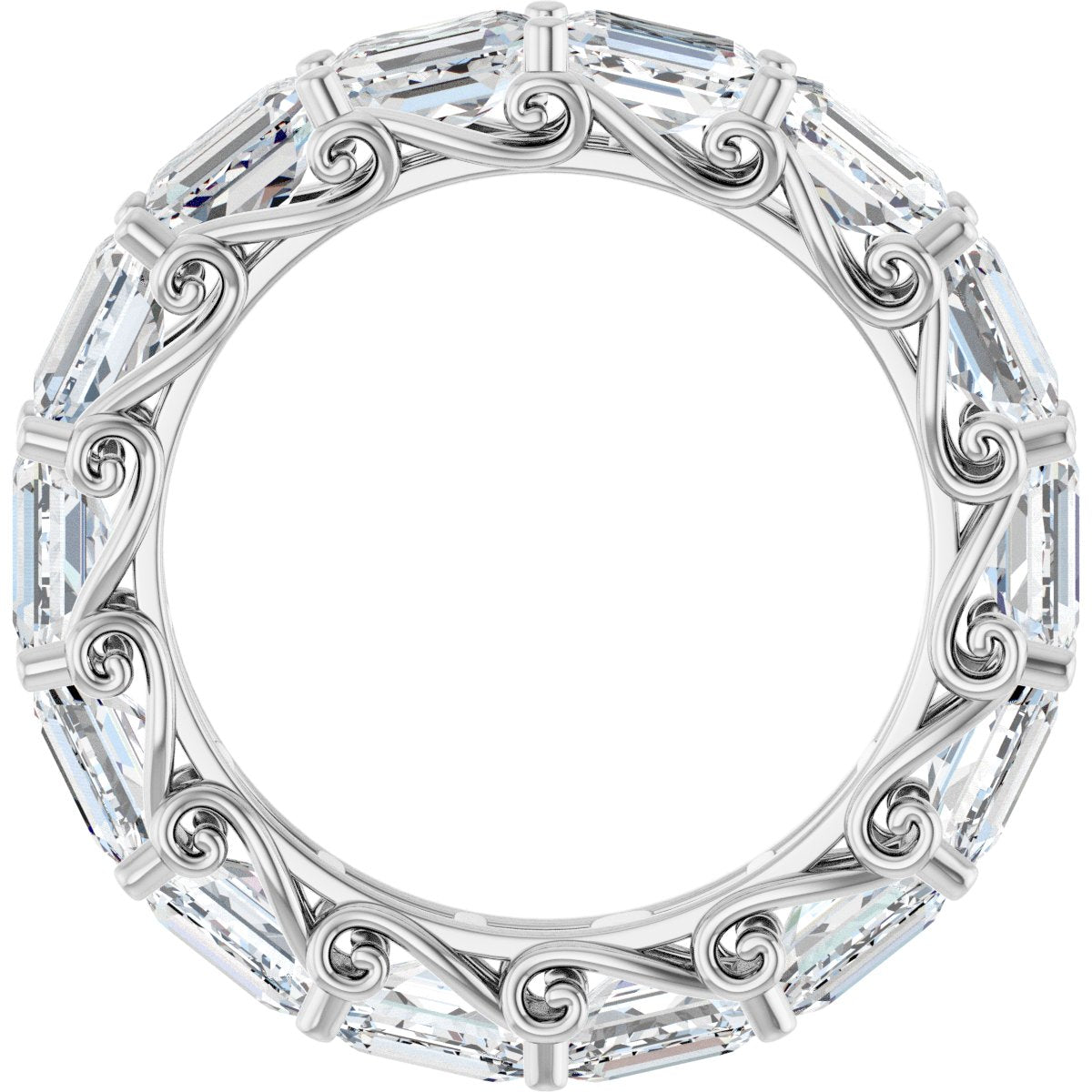 5 1/2 Ctw Emerald Lab-Grown Diamond Band - White Gold - Lab Grown Diamond