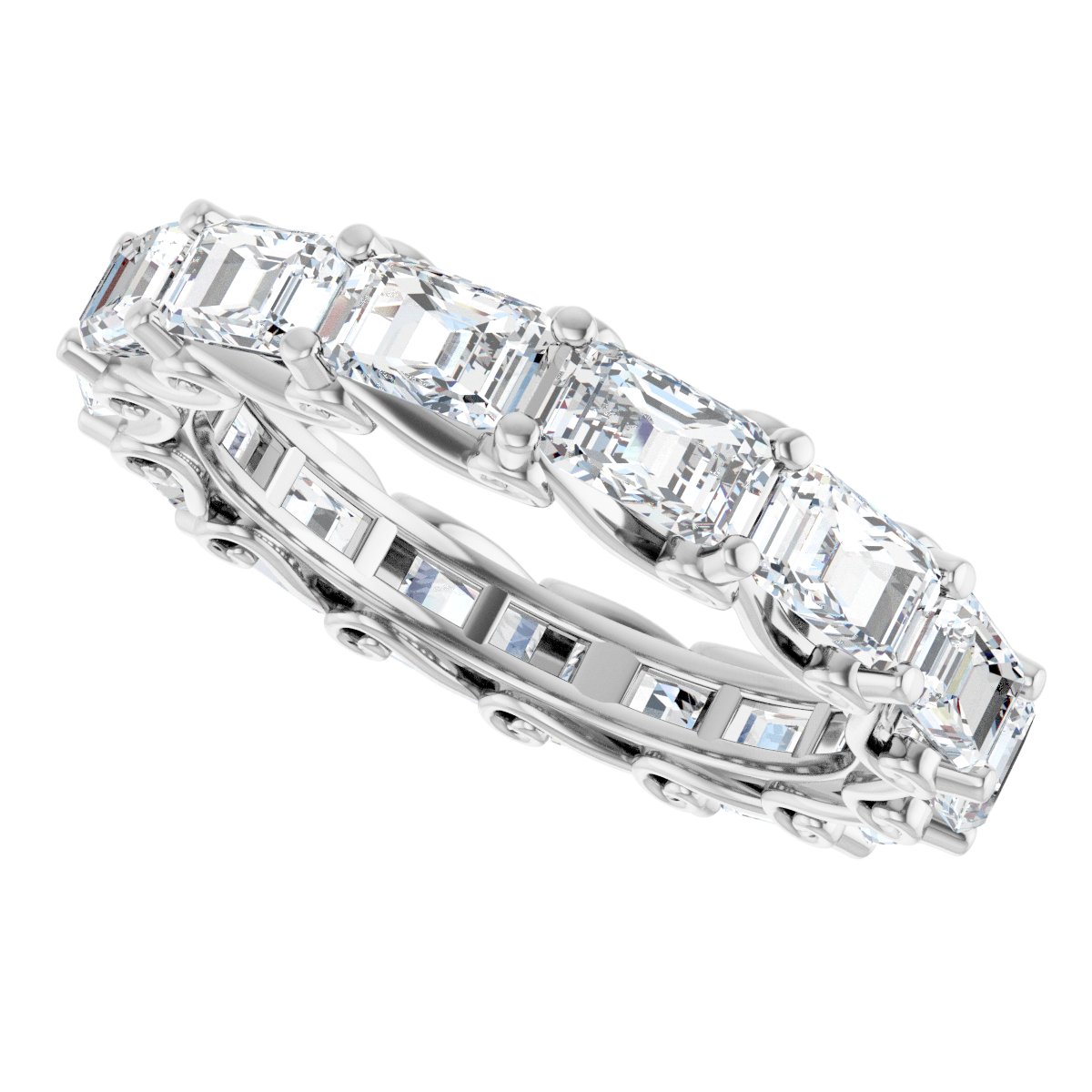 5 1/2 Ctw Emerald Lab-Grown Diamond Band - White Gold - Lab Grown Diamond