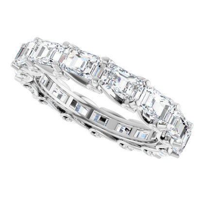 5 1/2 Ctw Emerald Lab-Grown Diamond Band - White Gold - Lab Grown Diamond