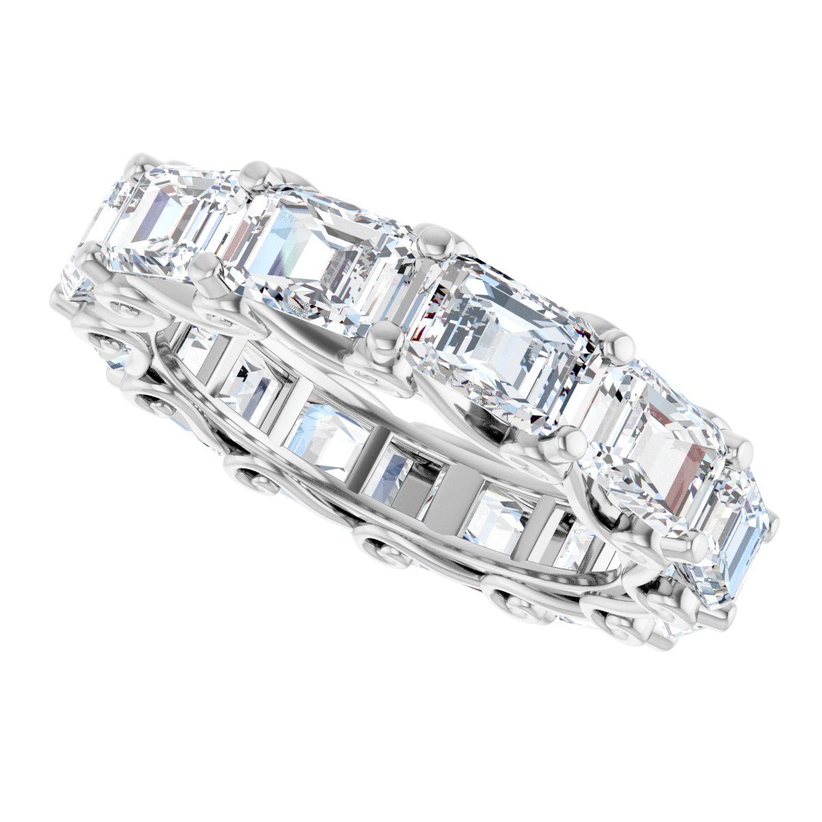 8 Ctw Emerald Lab-Grown Diamond Eternity Band - White Gold - Lab Grown Diamond
