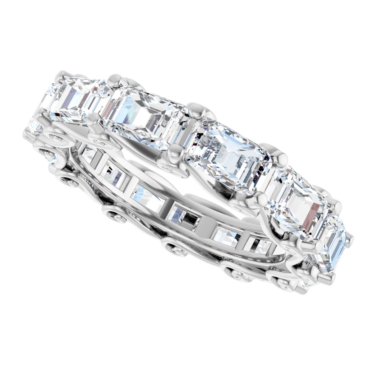 4 3/4 Ctw Emerald Lab-Grown Diamond Eternity Band - White Gold - Lab Grown Diamond