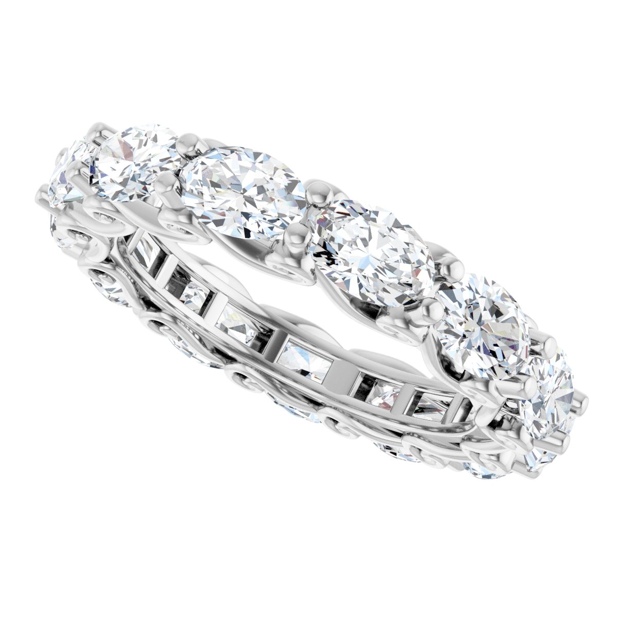 5 Ctw Oval Lab-Grown Diamond Eternity Band - White Gold - Lab Grown Diamond