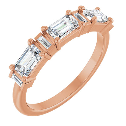9/10 Ctw Emerald Lab-Grown Diamond Anniversary Band