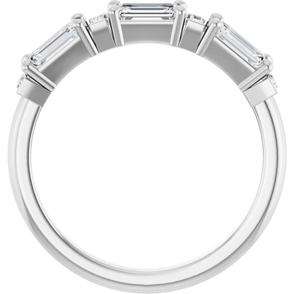 9/10 Ctw Emerald Lab-Grown Diamond Anniversary Band - White Gold - Lab Grown Diamond