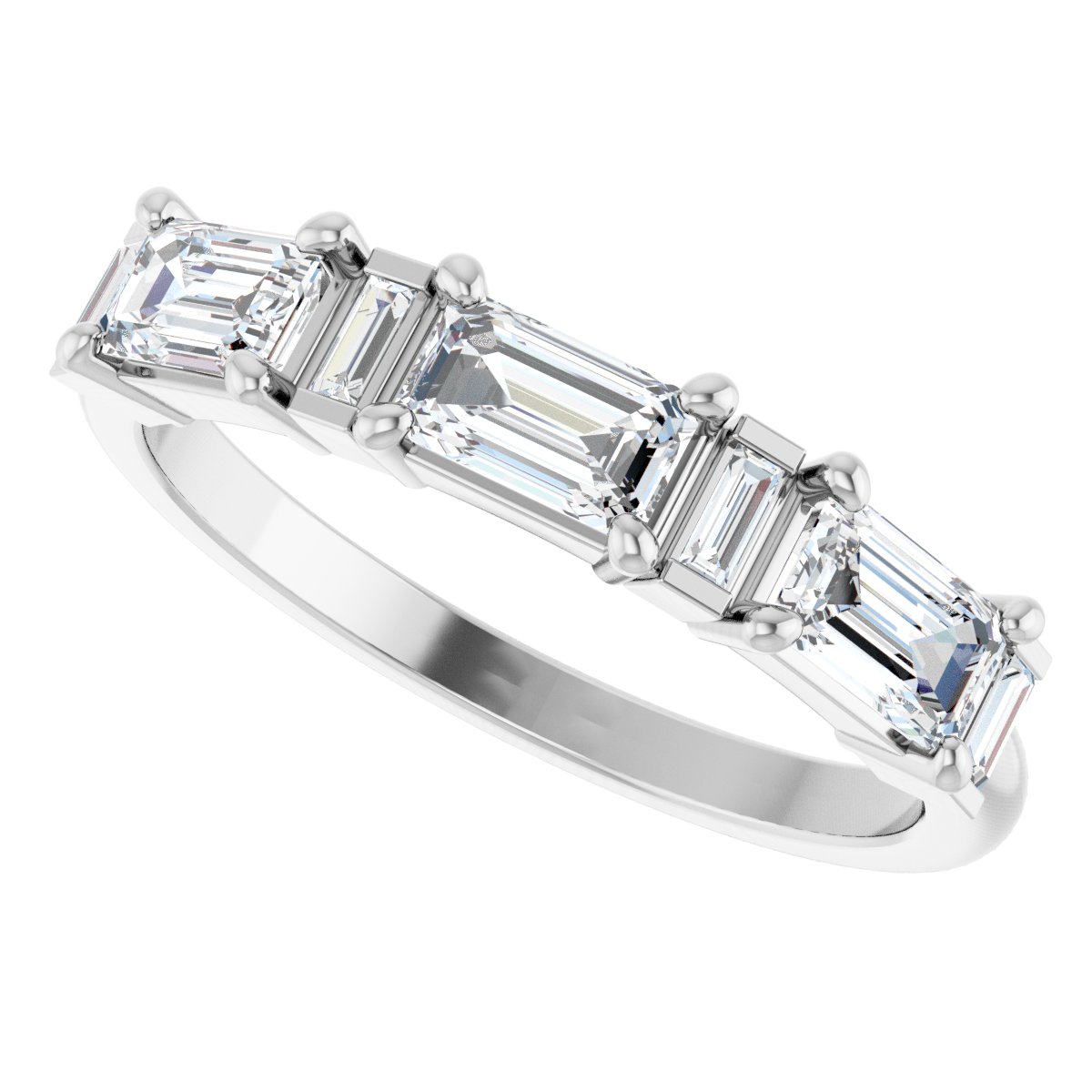 9/10 Ctw Emerald Lab-Grown Diamond Anniversary Band - White Gold - Lab Grown Diamond