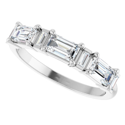 9/10 Ctw Emerald Lab-Grown Diamond Anniversary Band - White Gold - Lab Grown Diamond