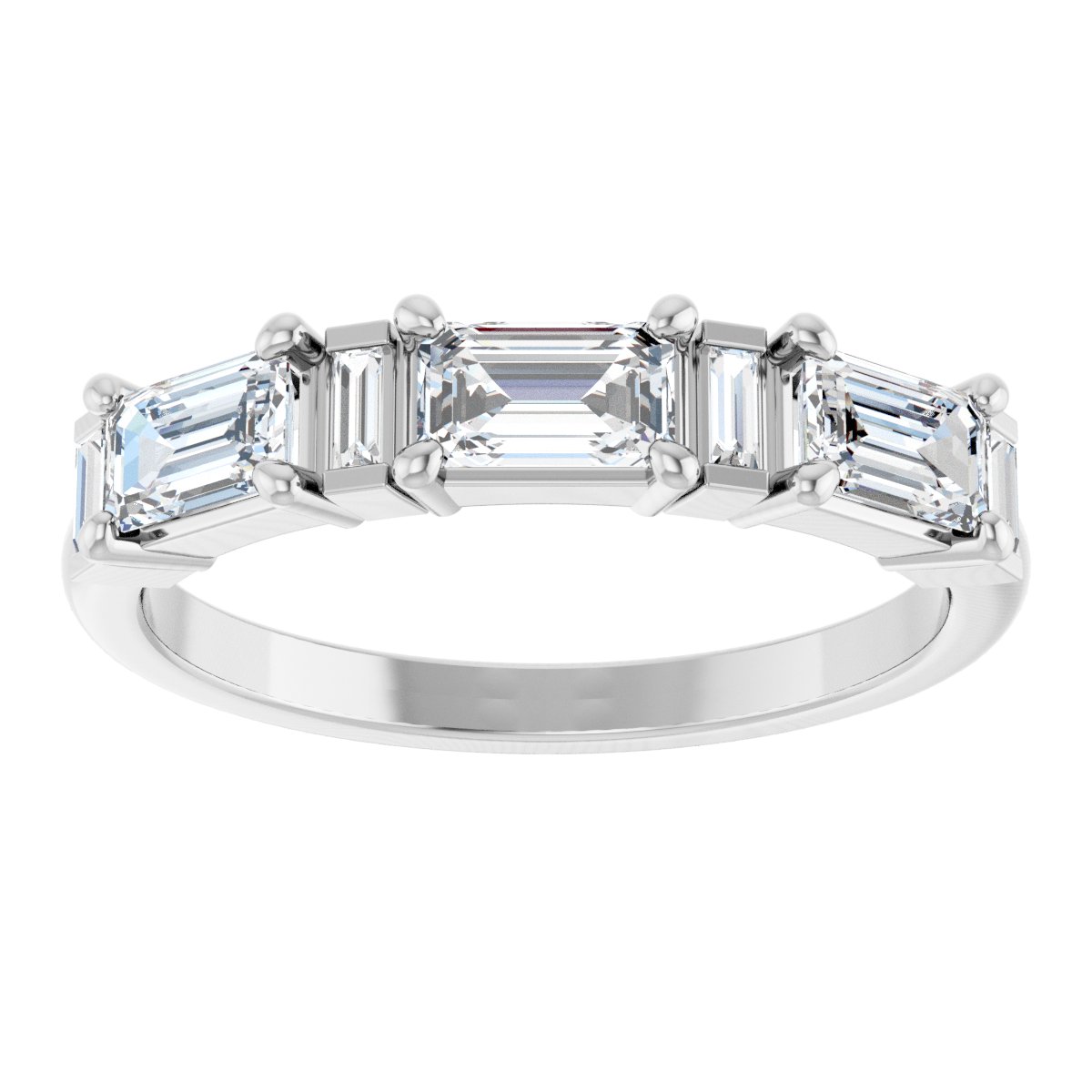 9/10 Ctw Emerald Lab-Grown Diamond Anniversary Band - White Gold - Lab Grown Diamond