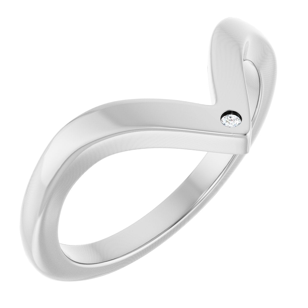 .0075 Ct Lab-Grown Diamond Contour Band - White Gold - Lab Grown Diamond