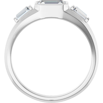 1 1/2 Ctw Emerald Lab-Grown Diamond Three Stone Band - White Gold - Lab Grown Diamond