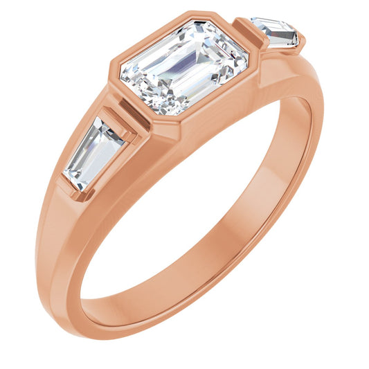 1 1/2 Ctw Emerald Lab-Grown Diamond Three Stone Band
