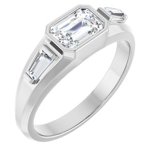 1 1/2 Ctw Emerald Lab-Grown Diamond Three Stone Band