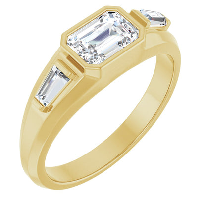 1 1/2 Ctw Emerald Lab-Grown Diamond Three Stone Band