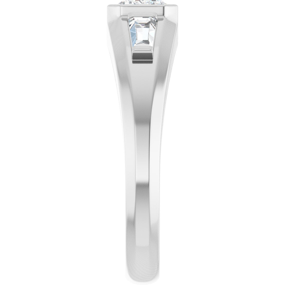 1 1/2 Ctw Emerald Lab-Grown Diamond Three Stone Band - White Gold - Lab Grown Diamond