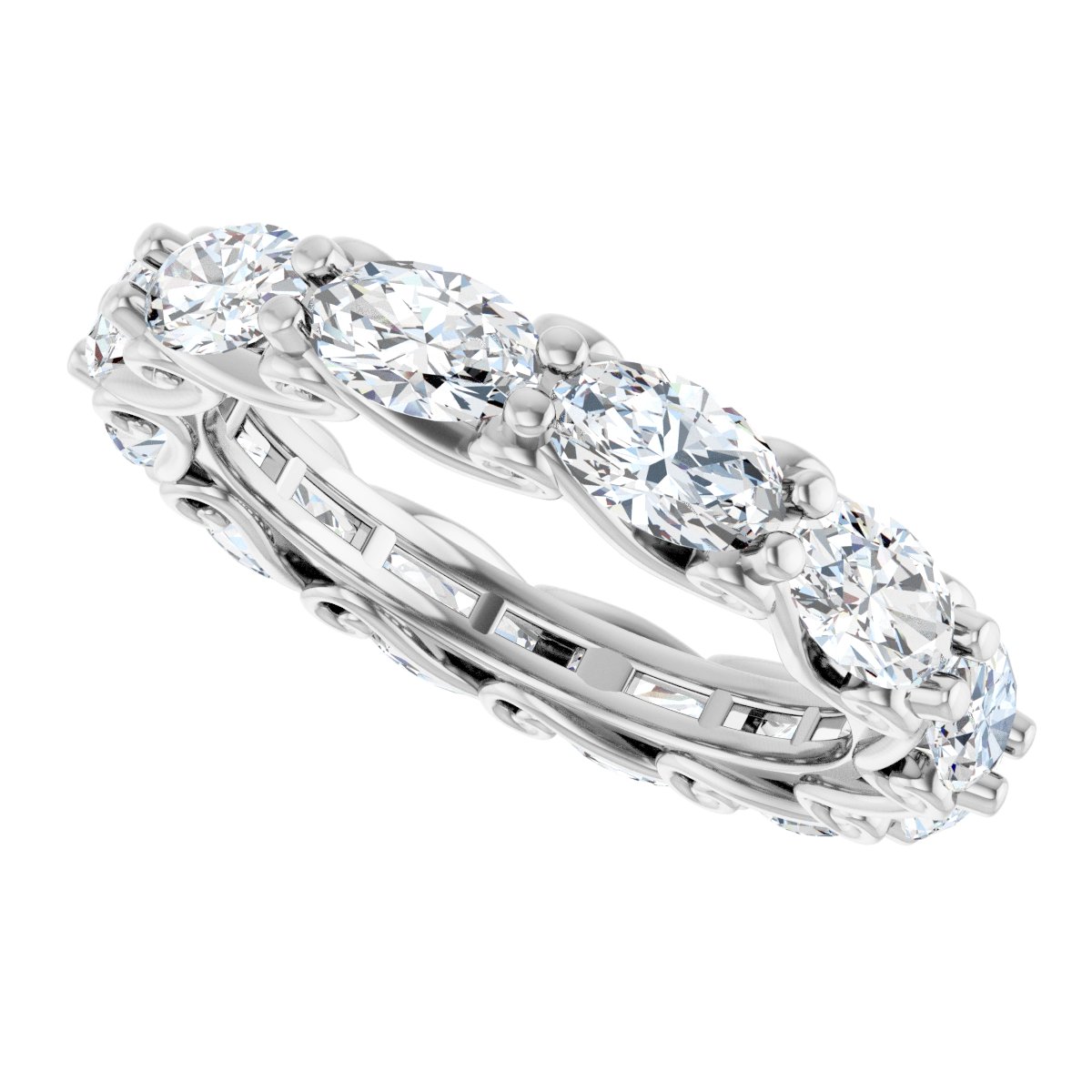 3 Ctw Oval Lab-Grown Diamond Eternity Band - White Gold - Lab Grown Diamond