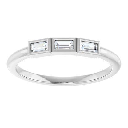 1/8 Ctw Straight Baguette Lab-Grown Diamond Anniversary Band - White Gold - Lab Grown Diamond
