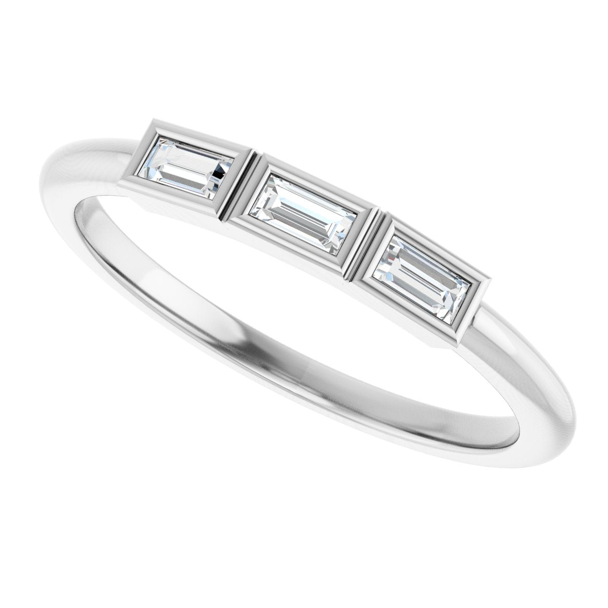 1/8 Ctw Straight Baguette Lab-Grown Diamond Anniversary Band - White Gold - Lab Grown Diamond
