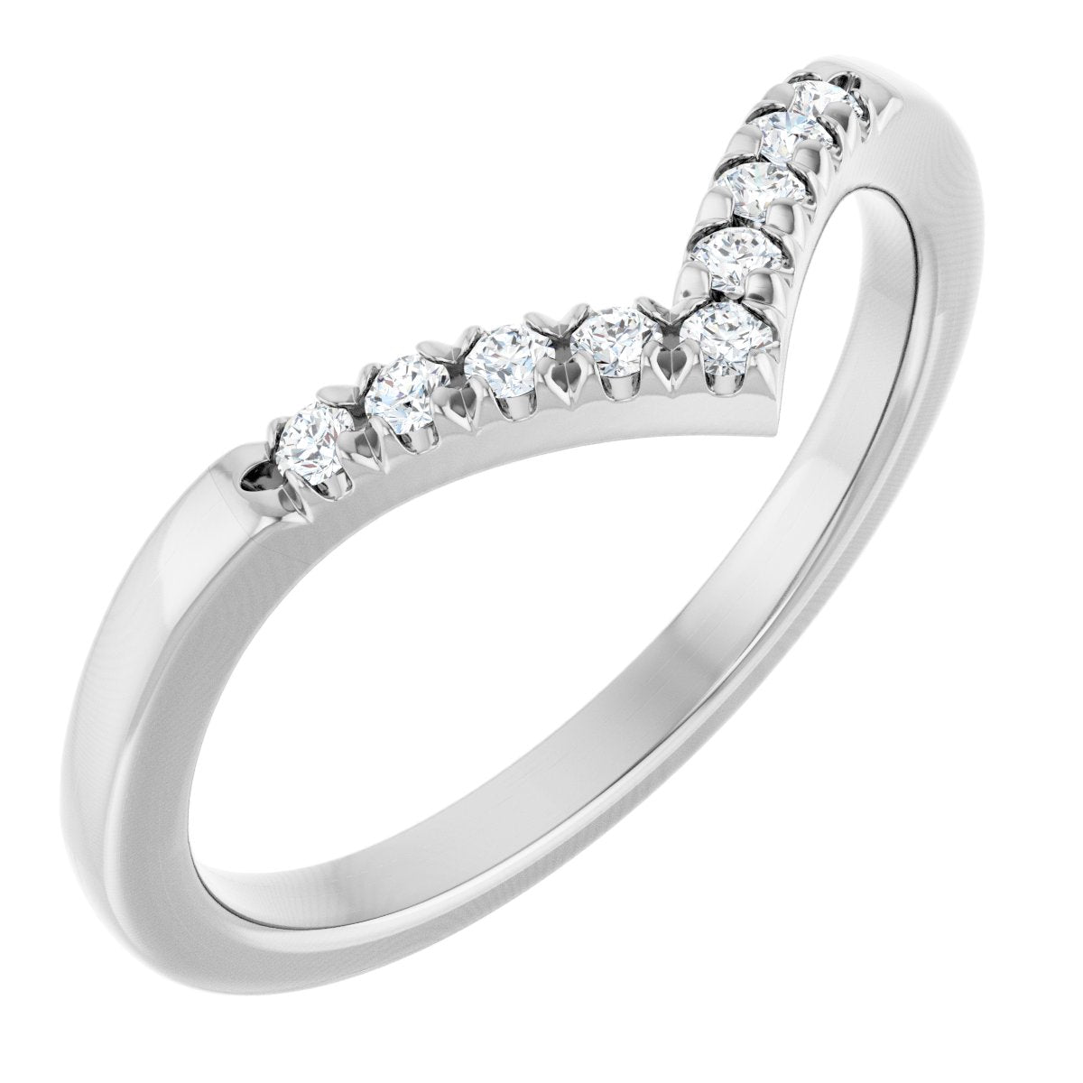 1/8 Ctw Lab-Grown Diamond Contour Band - White Gold - Lab Grown Diamond