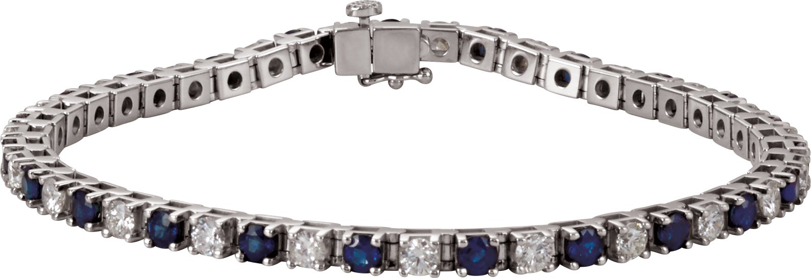 Lab-Grown Blue Sapphire And Diamond Line Bracelet - Lab Grown Diamond