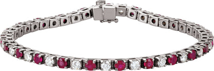 Lab-Grown Ruby And Diamond Line Bracelet - Lab Grown Diamond
