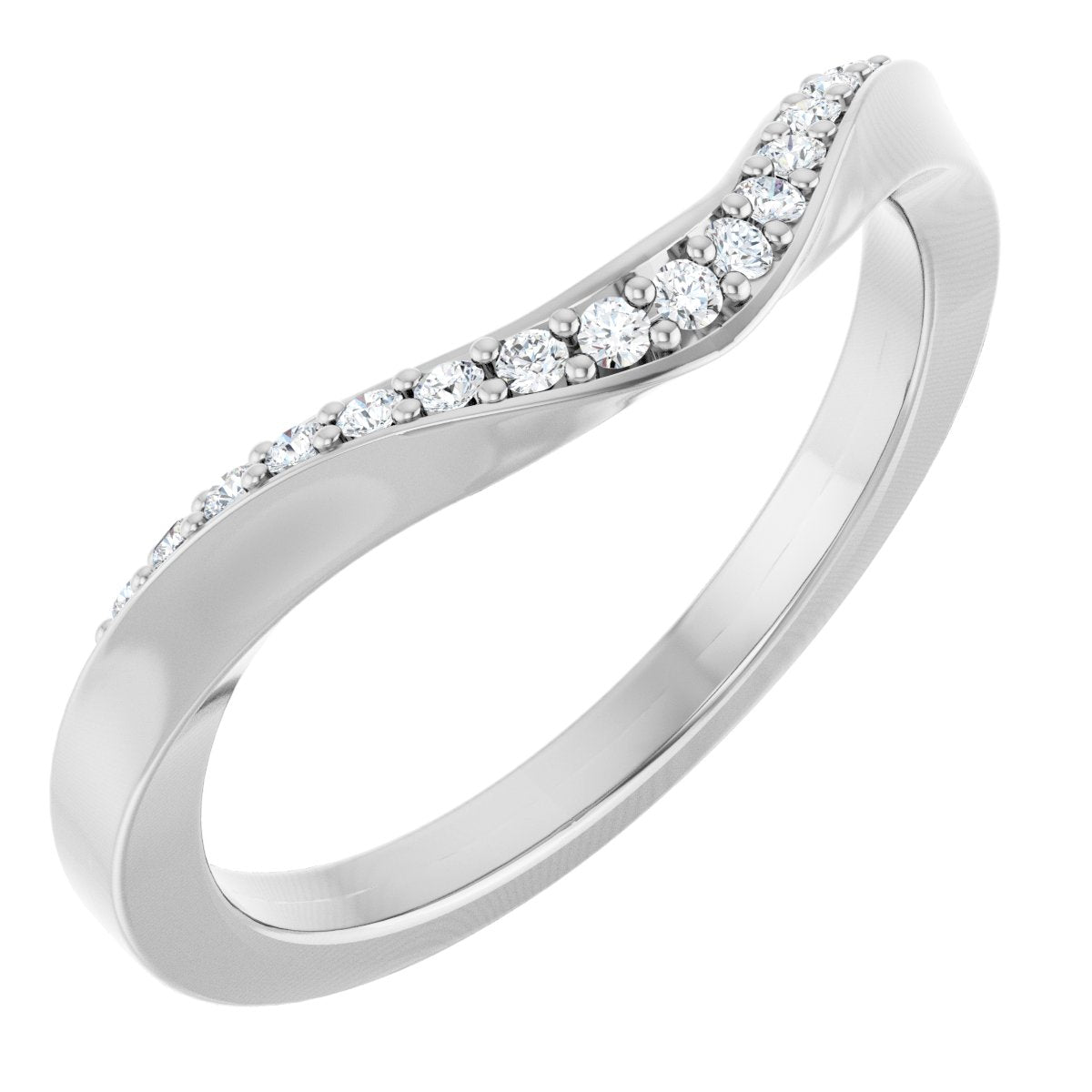 1/8 Ctw Lab-Grown Diamond Contour Band - White Gold - Lab Grown Diamond