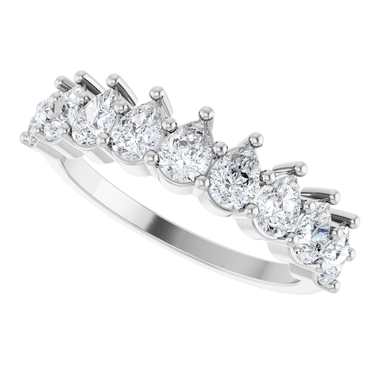 1 1/4 Ctw Pear Lab-Grown Diamond Anniversary Band - White Gold - Lab Grown Diamond