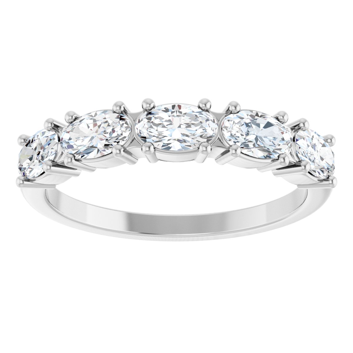 9/10 Ctw Oval Lab-Grown Diamond Anniversary Band - White Gold - Lab Grown Diamond