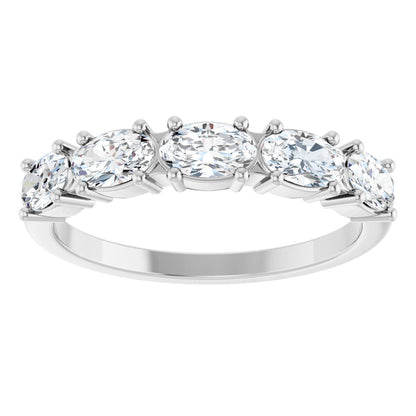 9/10 Ctw Oval Lab-Grown Diamond Anniversary Band - White Gold - Lab Grown Diamond
