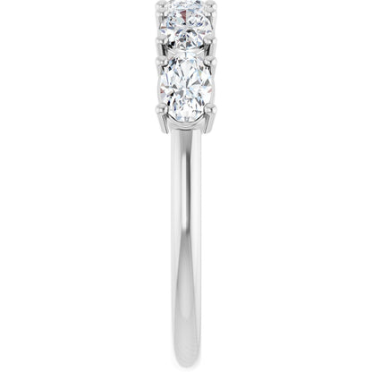 9/10 Ctw Oval Lab-Grown Diamond Anniversary Band - White Gold - Lab Grown Diamond