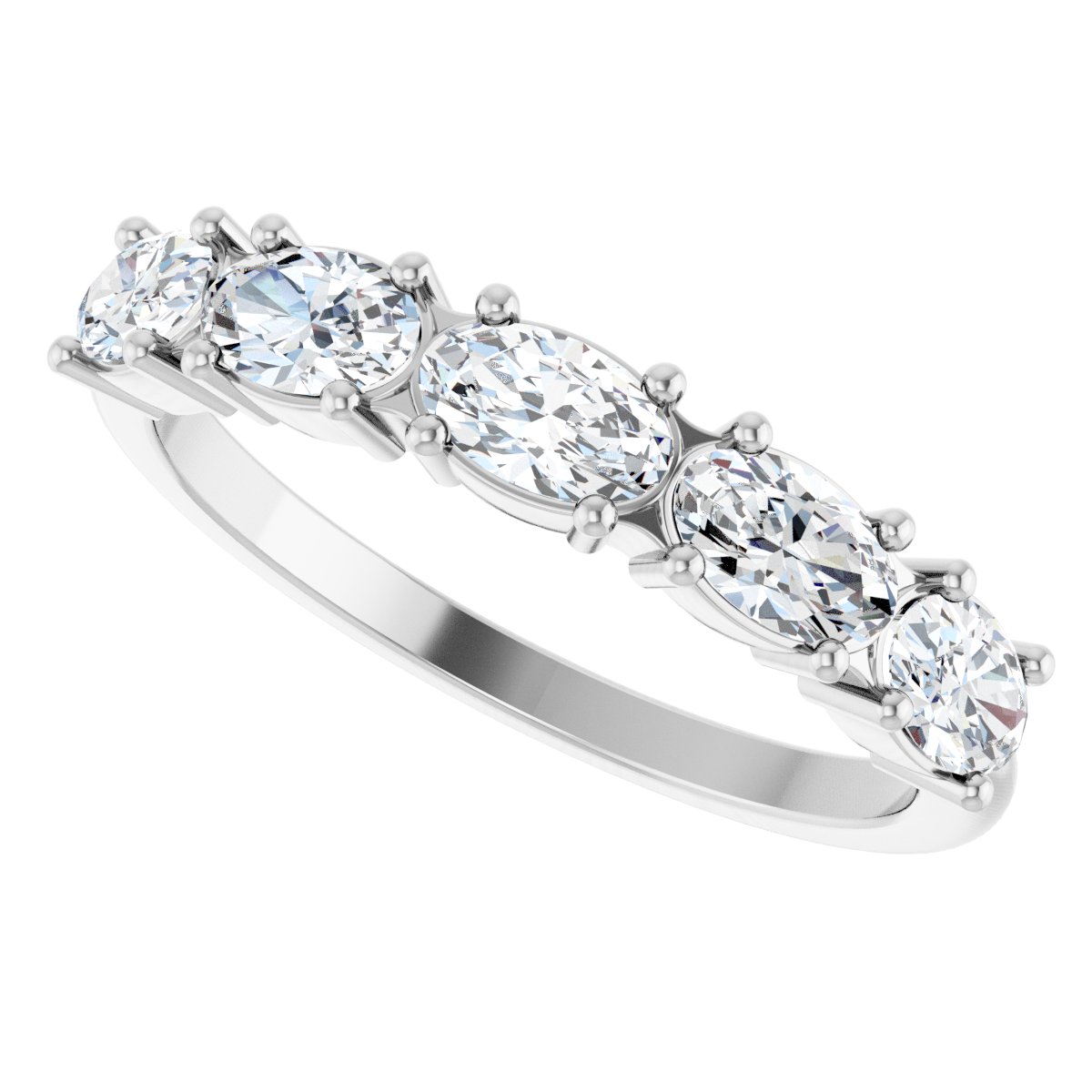 9/10 Ctw Oval Lab-Grown Diamond Anniversary Band - White Gold - Lab Grown Diamond